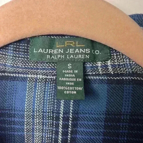 Lauren Ralph Lauren Plaid Button Down Cotton Twill Top Size Small - Picture 2 of 9